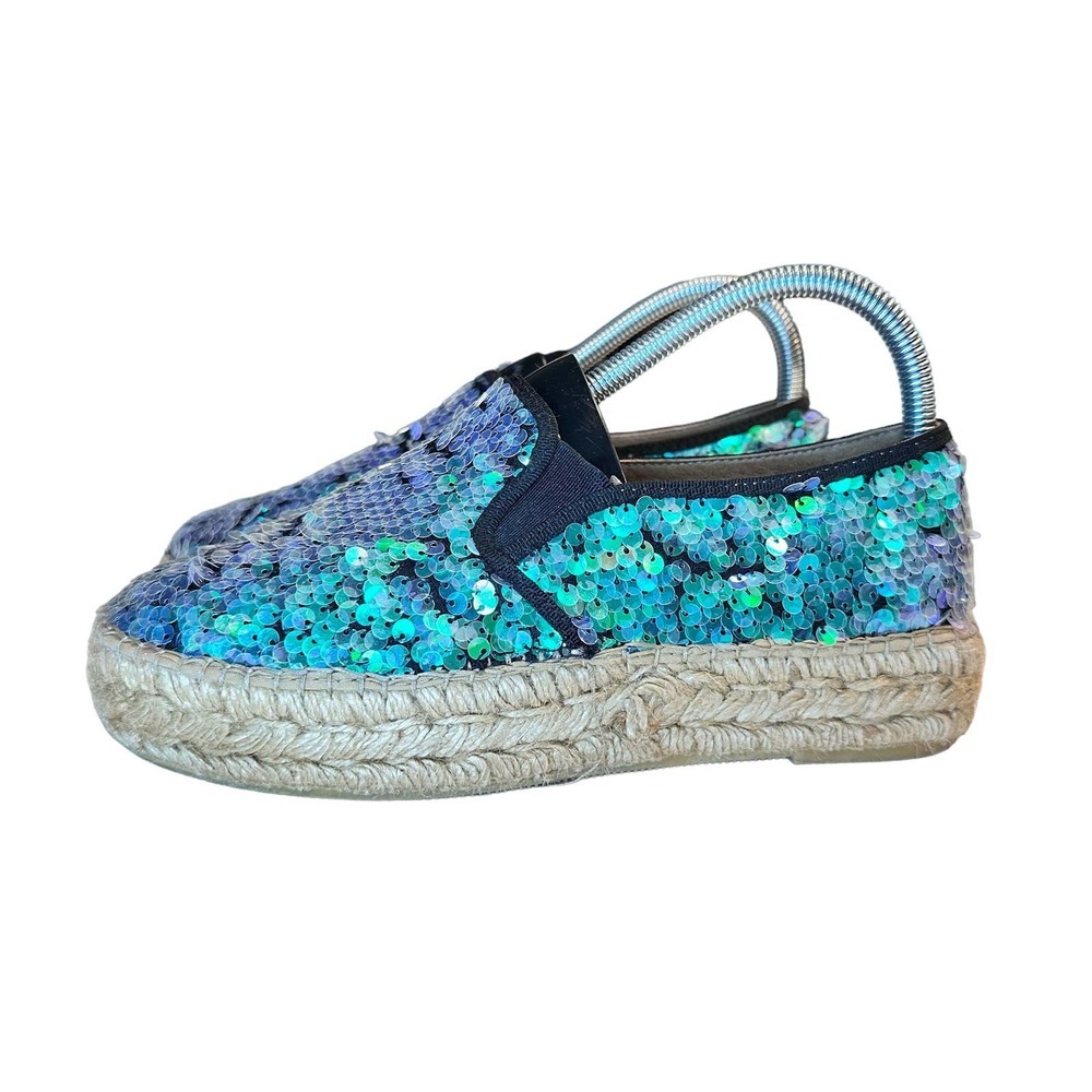 Kurt Geiger Milo Sequin Flatform Espadrilles in Blue/Turquoise/Lavender Size 38 - Picture 5 of 9